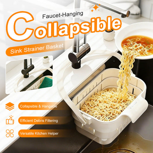 🧼 Hopfällbar diskhovsil – hängs direkt på kranen, fångar matrester & fälls ihop för enkel förvaring, perfekt för små kök 🏠