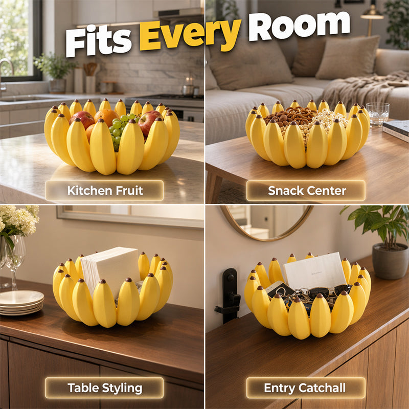 Kreativ fruktskål i bananform
