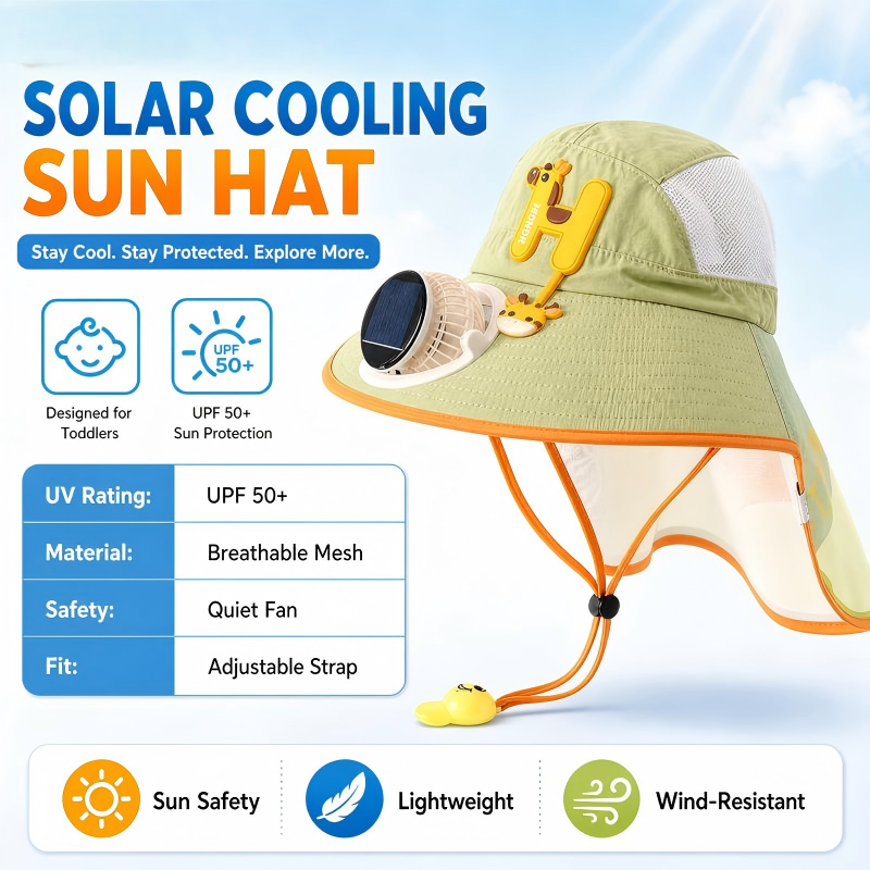 🔥50% RABATT NU! 🌬️Solskyddshatt med Nackskydd och Inbyggd Kylfläkt