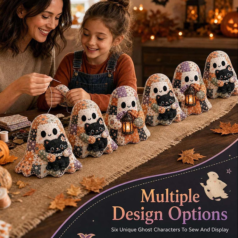 🔥SISTA DAGEN – 50 % RABATT🧵Little Ghosts mysiga Halloween-patchwork-kit att göra själv