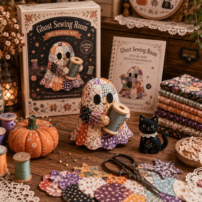 🔥SISTA DAGEN – 50 % RABATT🧵Little Ghosts mysiga Halloween-patchwork-kit att göra själv
