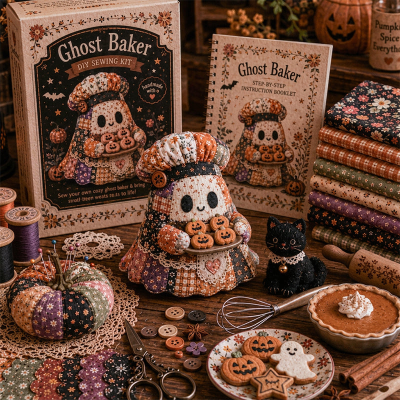 🔥SISTA DAGEN – 50 % RABATT🧵Little Ghosts mysiga Halloween-patchwork-kit att göra själv