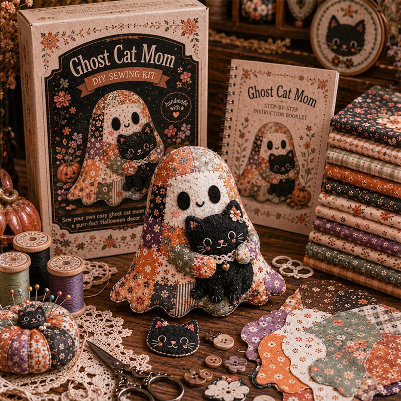 🔥SISTA DAGEN – 50 % RABATT🧵Little Ghosts mysiga Halloween-patchwork-kit att göra själv