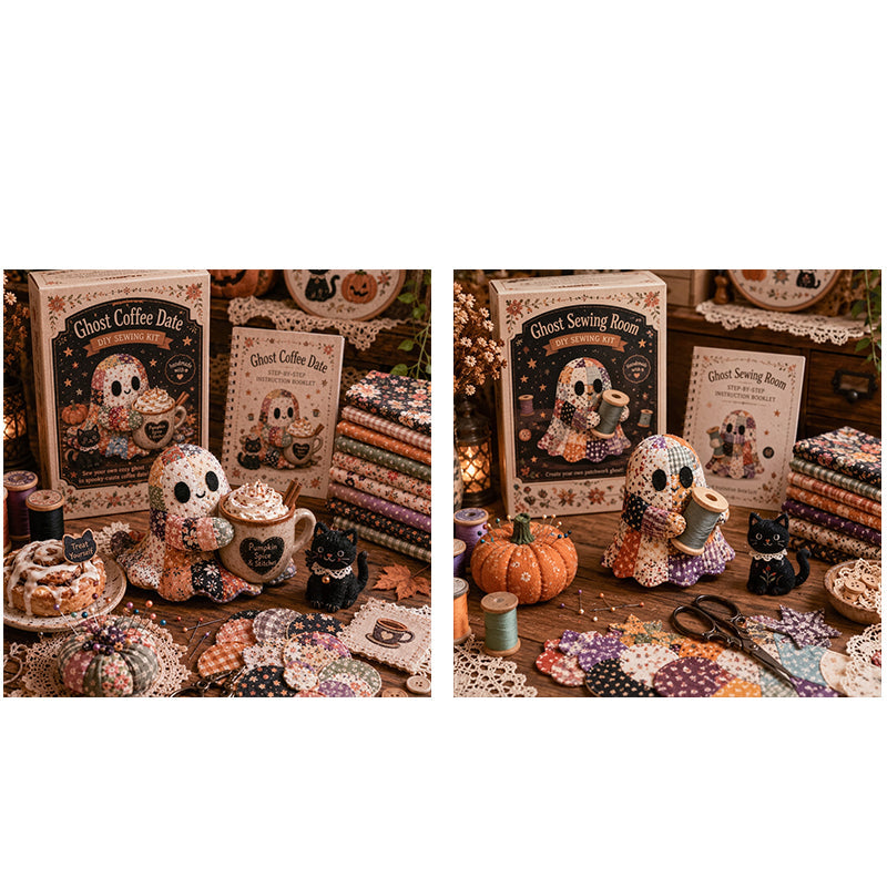 🔥SISTA DAGEN – 50 % RABATT🧵Little Ghosts mysiga Halloween-patchwork-kit att göra själv