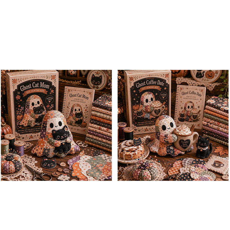 🔥SISTA DAGEN – 50 % RABATT🧵Little Ghosts mysiga Halloween-patchwork-kit att göra själv