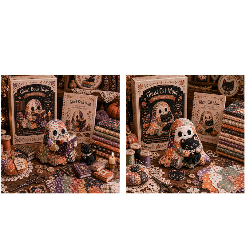 🔥SISTA DAGEN – 50 % RABATT🧵Little Ghosts mysiga Halloween-patchwork-kit att göra själv