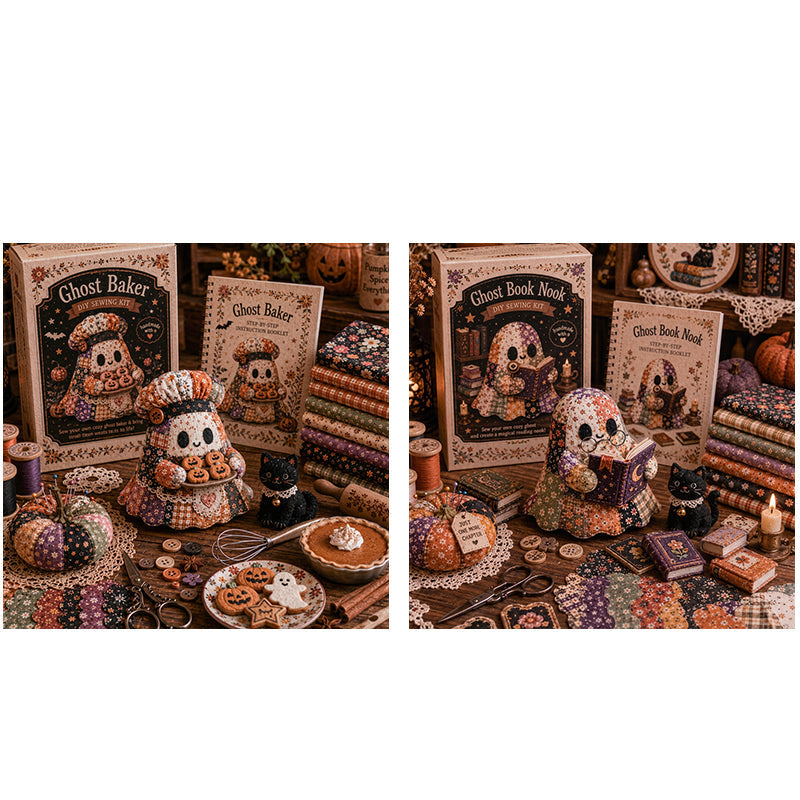 🔥SISTA DAGEN – 50 % RABATT🧵Little Ghosts mysiga Halloween-patchwork-kit att göra själv