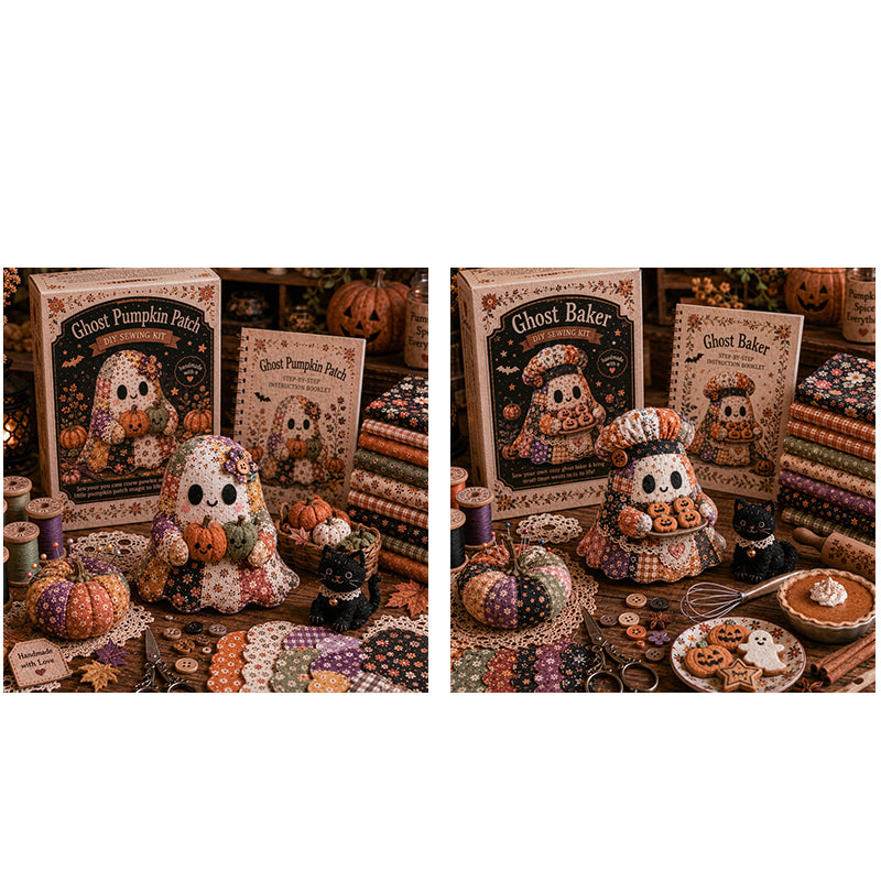 🔥SISTA DAGEN – 50 % RABATT🧵Little Ghosts mysiga Halloween-patchwork-kit att göra själv