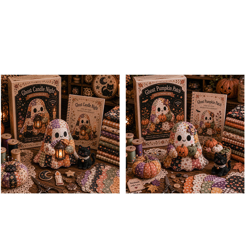 🔥SISTA DAGEN – 50 % RABATT🧵Little Ghosts mysiga Halloween-patchwork-kit att göra själv