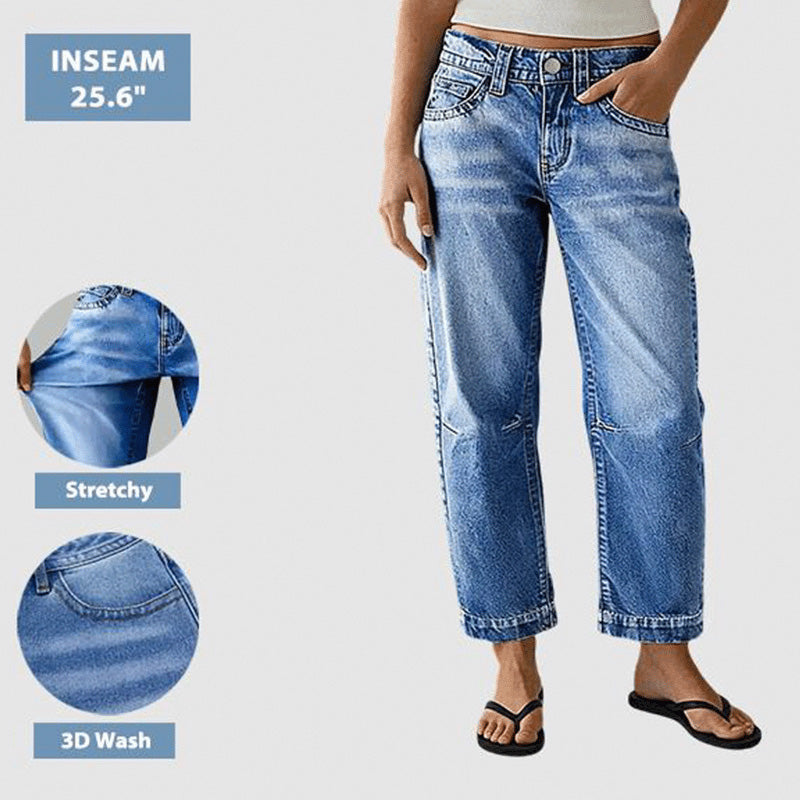 💪 Dam klassiska jeans med stretch – mjukt tyg, rörelsefrihet & perfekta för långa dagar, håller formen tvätt efter tvätt 🔄