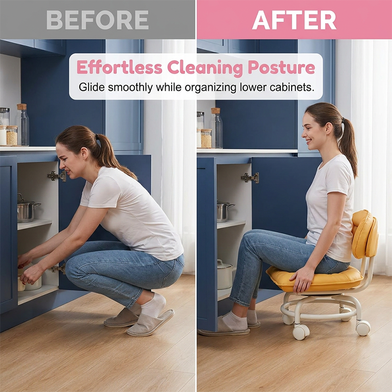 🪑 50% RABATT NU! ☁️ Rullande Låg Pall med Ryggstöd – Tysta Hjul & Molnkomfort – Perfekt för Barnomsorg, Städning & Avkoppling 🏠