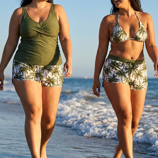 👙🌊Dam 3-delad baddräkt tankini set med shorts🤸