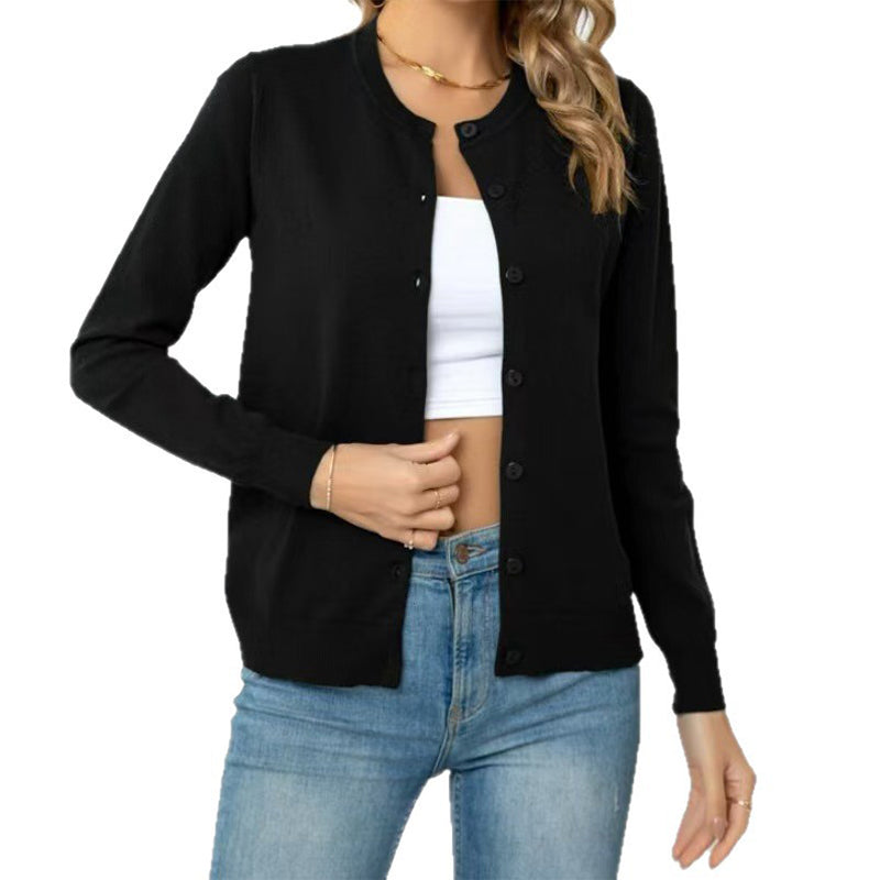 ⏳50 % rabatt under en begränsad tid⏰Klassisk damkofta med rund hals🧥