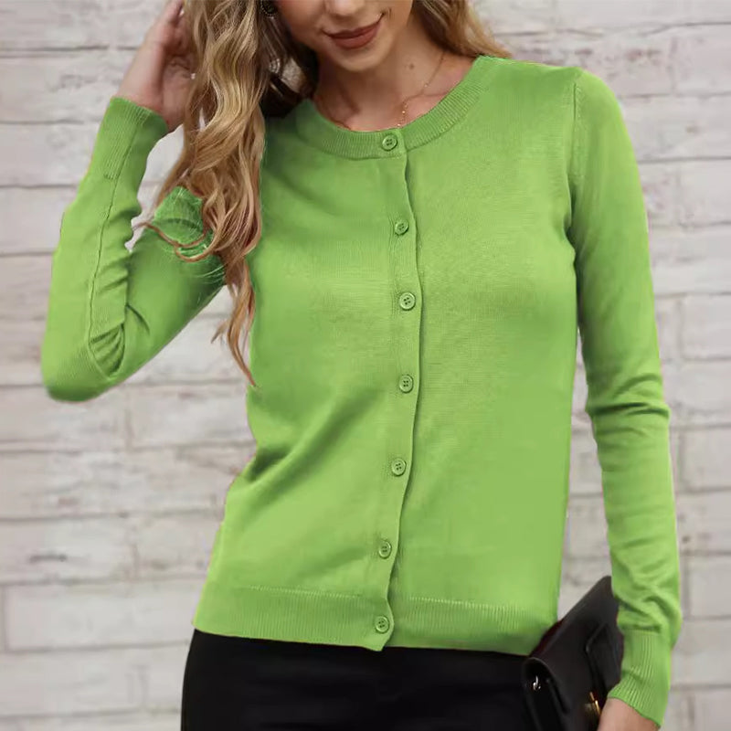 ⏳50 % rabatt under en begränsad tid⏰Klassisk damkofta med rund hals🧥