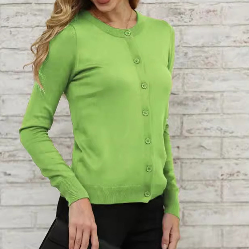 ⏳50 % rabatt under en begränsad tid⏰Klassisk damkofta med rund hals🧥