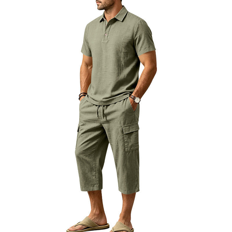 👔 50% RABATT NU! ☀️ Men Summer Linen Set – Loose Shirt & Cargo Shorts – Andningsbart & Stilrent – Perfekt för Sommaren 🌊