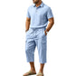 👔 50% RABATT NU! ☀️ Men Summer Linen Set – Loose Shirt & Cargo Shorts – Andningsbart & Stilrent – Perfekt för Sommaren 🌊