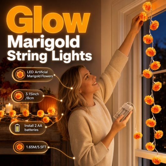 🔥🎁Nyhet 50 % RABATT🔥🎃✨ Halloween LED-Ljusslinga med Ringblommor – Skapa Magisk Höststämning Inomhus & Utomhus