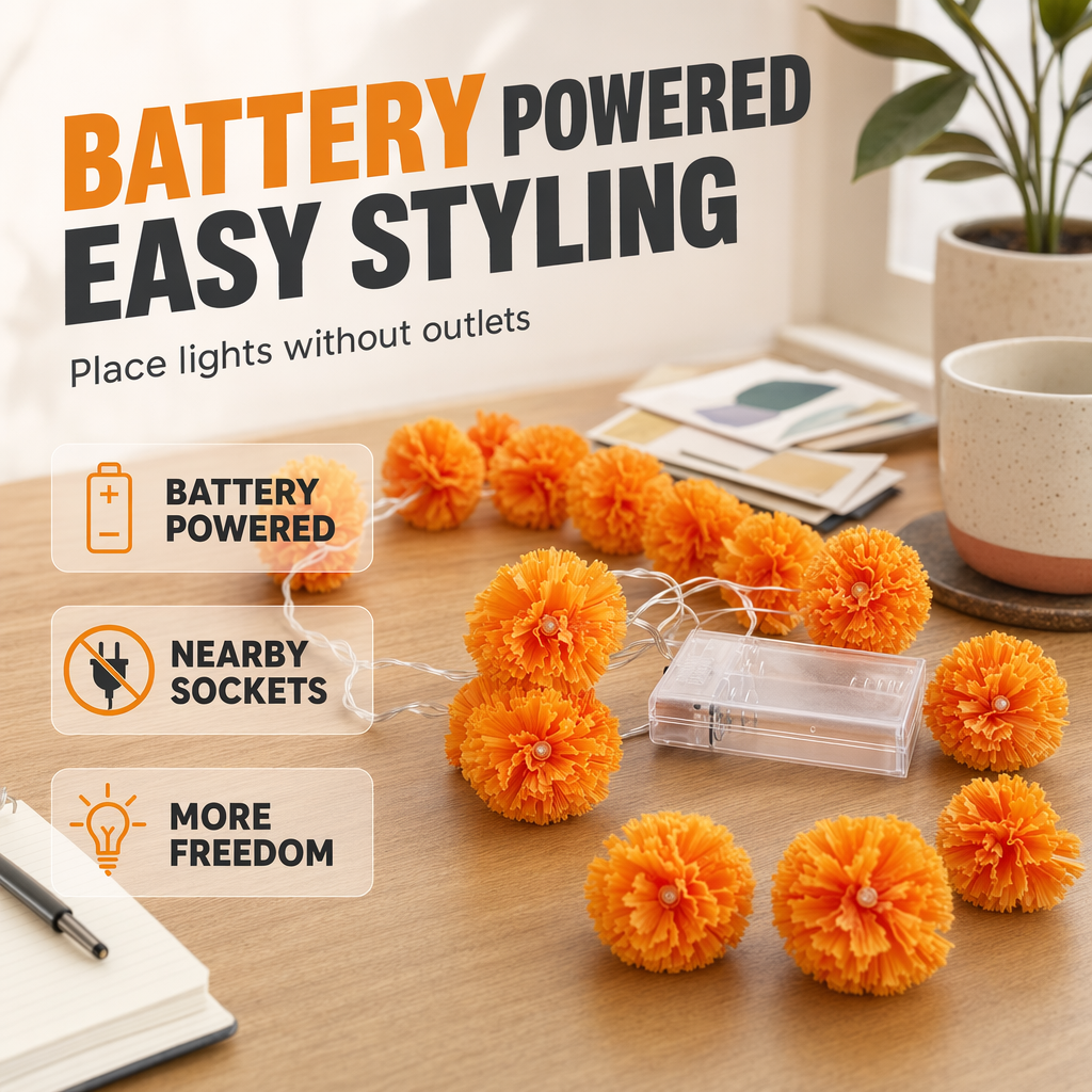 🔥🎁Nyhet 50 % RABATT🔥🎃✨ Halloween LED-Ljusslinga med Ringblommor – Skapa Magisk Höststämning Inomhus & Utomhus