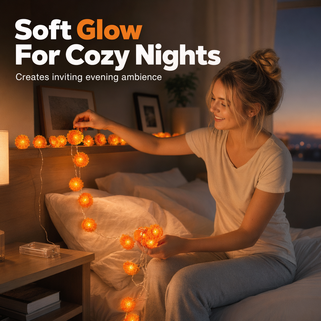 🔥🎁Nyhet 50 % RABATT🔥🎃✨ Halloween LED-Ljusslinga med Ringblommor – Skapa Magisk Höststämning Inomhus & Utomhus