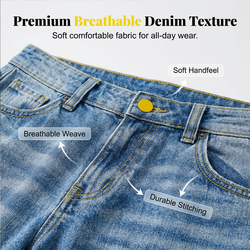 👖✨ Jeans för damer med avslappnad passform och raka ben – stretchjeans med hög midja för bekvämlighet i vardagen