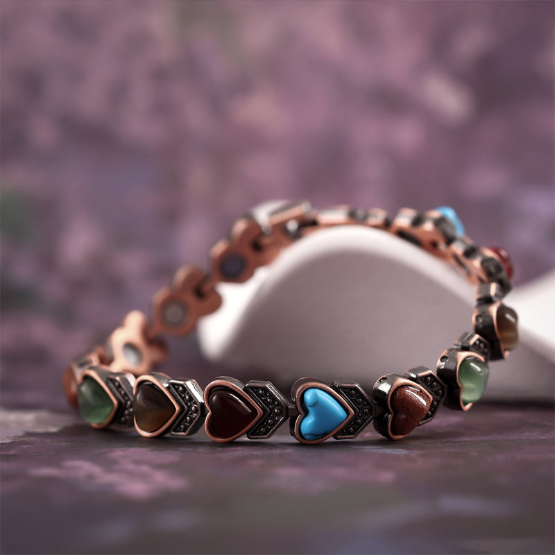 📿 50% RABATT NU! ✨ Antikt Kopparfärgat Magnetiskt Stenarmband – Vintage Finish & Ädelstenar – Perfekt för Vardag & Fest – Unisex Design 💎