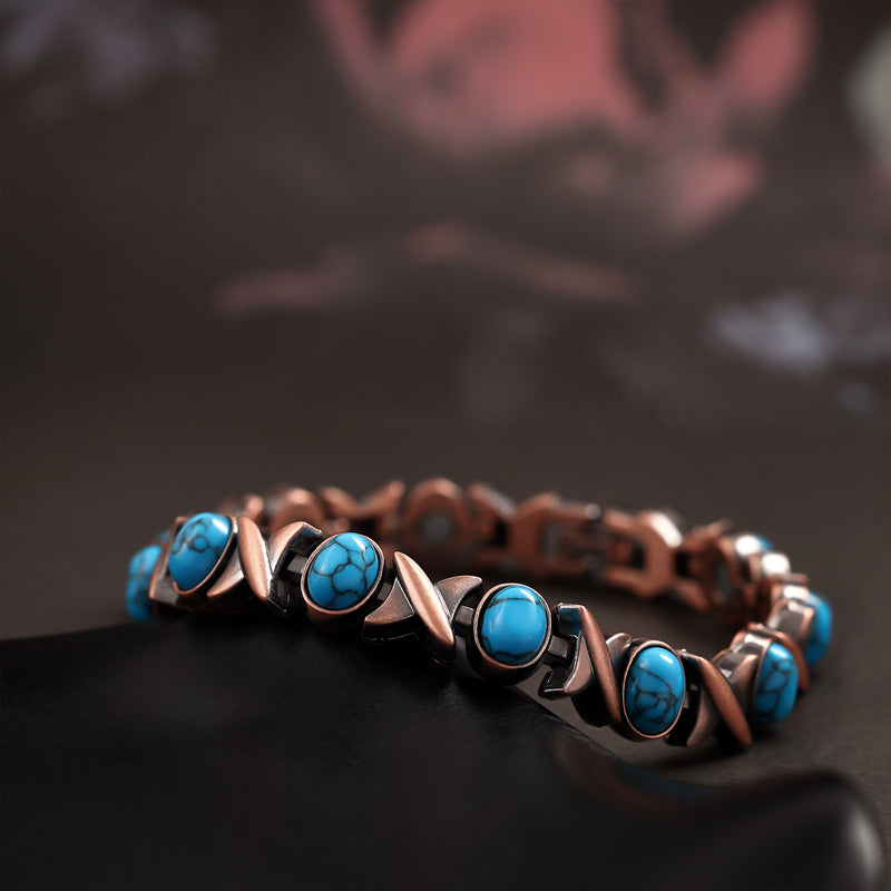 📿 50% RABATT NU! ✨ Antikt Kopparfärgat Magnetiskt Stenarmband – Vintage Finish & Ädelstenar – Perfekt för Vardag & Fest – Unisex Design 💎