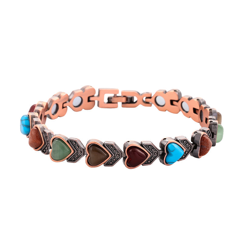 📿 50% RABATT NU! ✨ Antikt Kopparfärgat Magnetiskt Stenarmband – Vintage Finish & Ädelstenar – Perfekt för Vardag & Fest – Unisex Design 💎