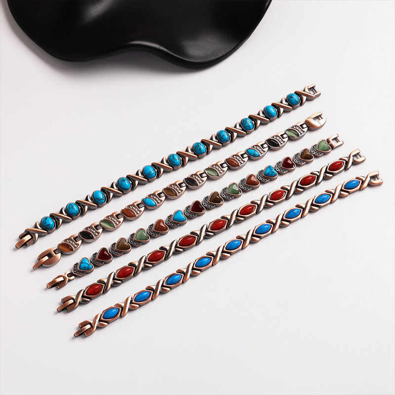 📿 50% RABATT NU! ✨ Antikt Kopparfärgat Magnetiskt Stenarmband – Vintage Finish & Ädelstenar – Perfekt för Vardag & Fest – Unisex Design 💎