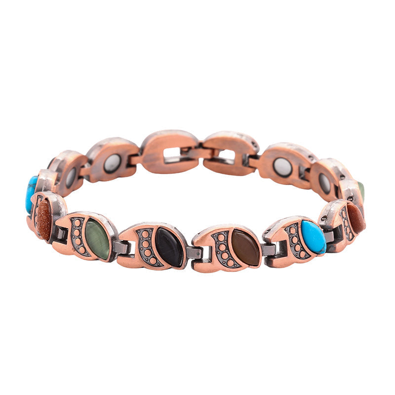 📿 50% RABATT NU! ✨ Antikt Kopparfärgat Magnetiskt Stenarmband – Vintage Finish & Ädelstenar – Perfekt för Vardag & Fest – Unisex Design 💎