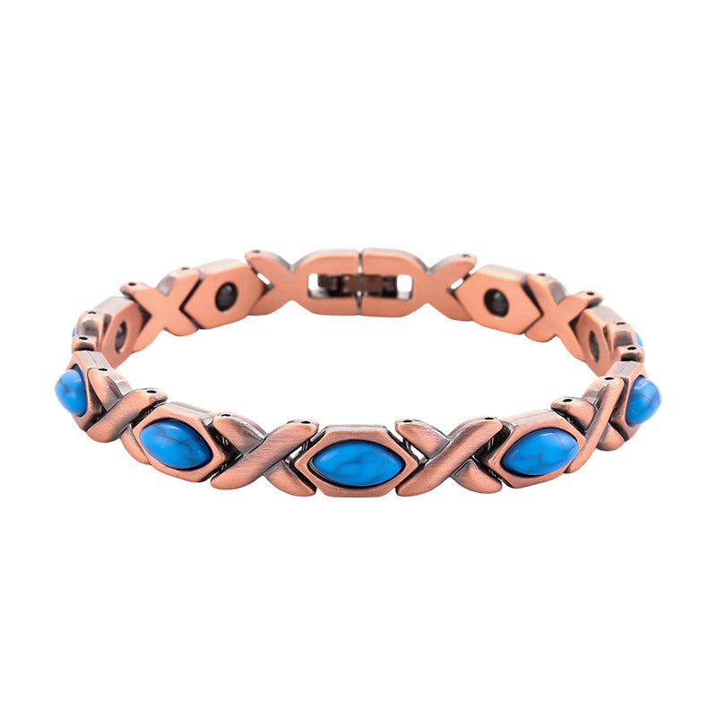 📿 50% RABATT NU! ✨ Antikt Kopparfärgat Magnetiskt Stenarmband – Vintage Finish & Ädelstenar – Perfekt för Vardag & Fest – Unisex Design 💎