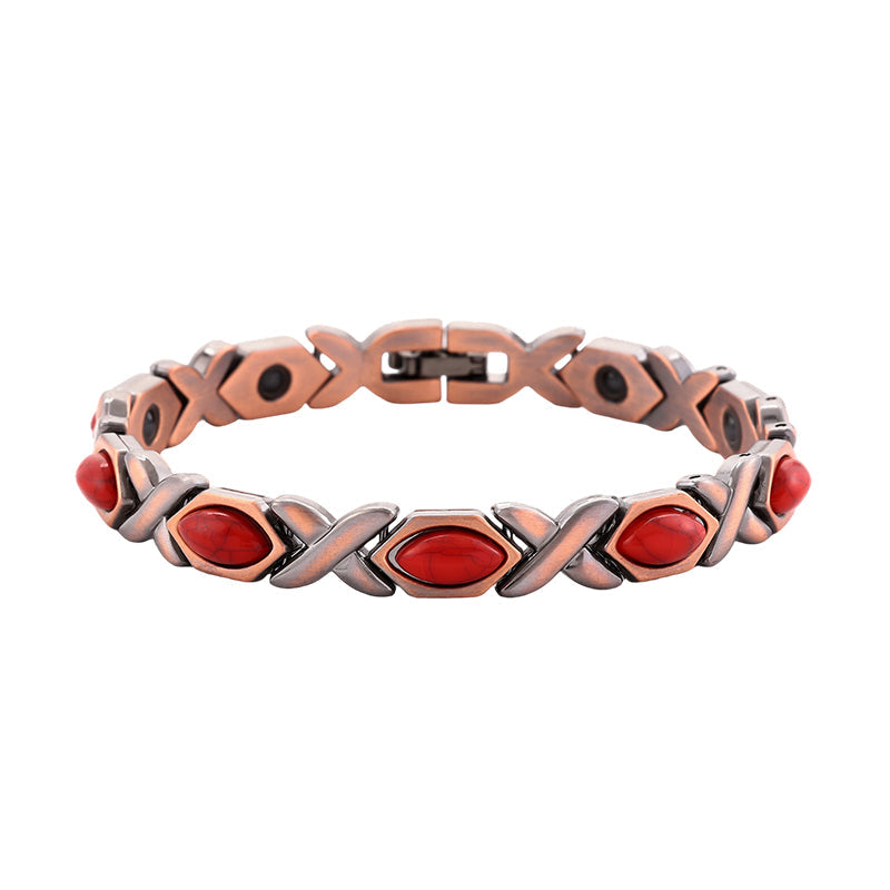 📿 50% RABATT NU! ✨ Antikt Kopparfärgat Magnetiskt Stenarmband – Vintage Finish & Ädelstenar – Perfekt för Vardag & Fest – Unisex Design 💎