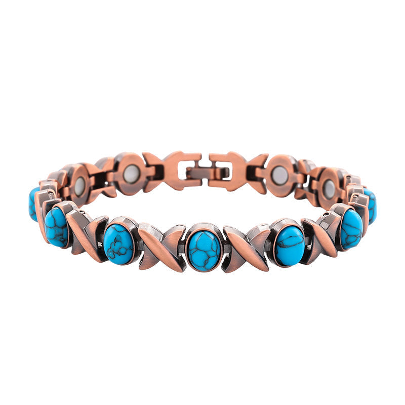 📿 50% RABATT NU! ✨ Antikt Kopparfärgat Magnetiskt Stenarmband – Vintage Finish & Ädelstenar – Perfekt för Vardag & Fest – Unisex Design 💎