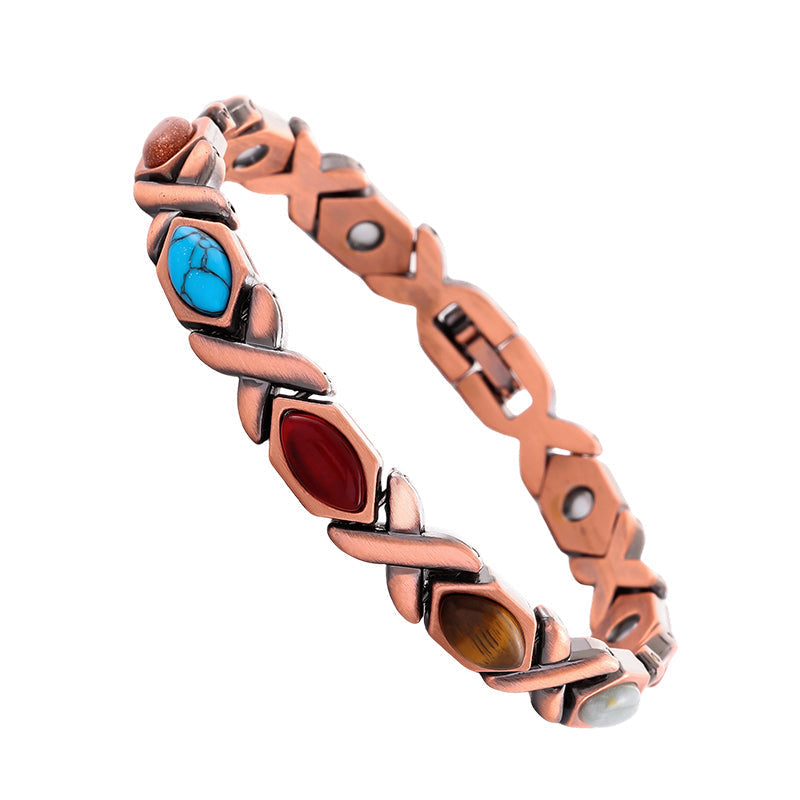 📿 50% RABATT NU! ✨ Antikt Kopparfärgat Magnetiskt Stenarmband – Vintage Finish & Ädelstenar – Perfekt för Vardag & Fest – Unisex Design 💎