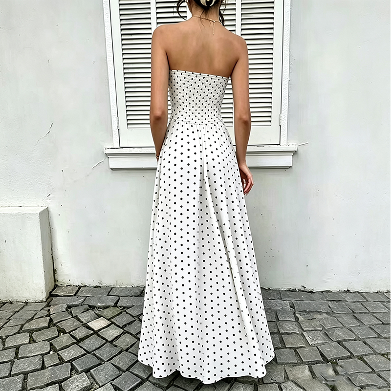 🎉 Rea 2026 – Över 46 000 sålda!💞 Off-shoulder-klänning med prickmönster för damer – tidlös charm möter modern elegans 🌸