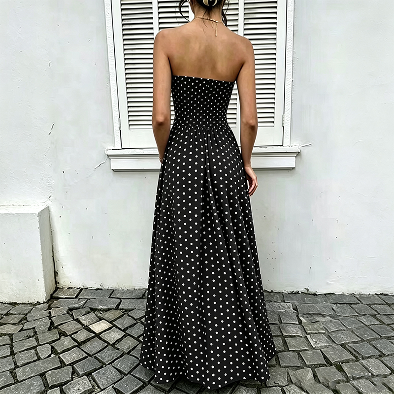 🎉 Rea 2026 – Över 46 000 sålda!💞 Off-shoulder-klänning med prickmönster för damer – tidlös charm möter modern elegans 🌸