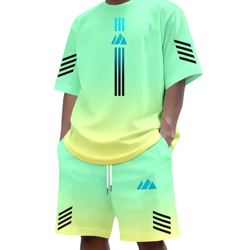 Tvådelat set med sommar-T-shirt och shorts för män
