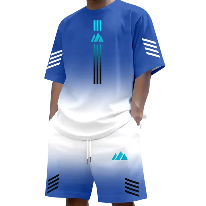 Tvådelat set med sommar-T-shirt och shorts för män