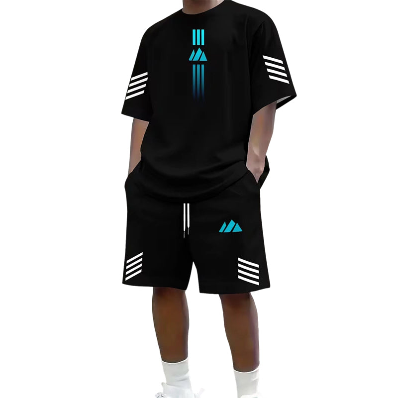 Tvådelat set med sommar-T-shirt och shorts för män