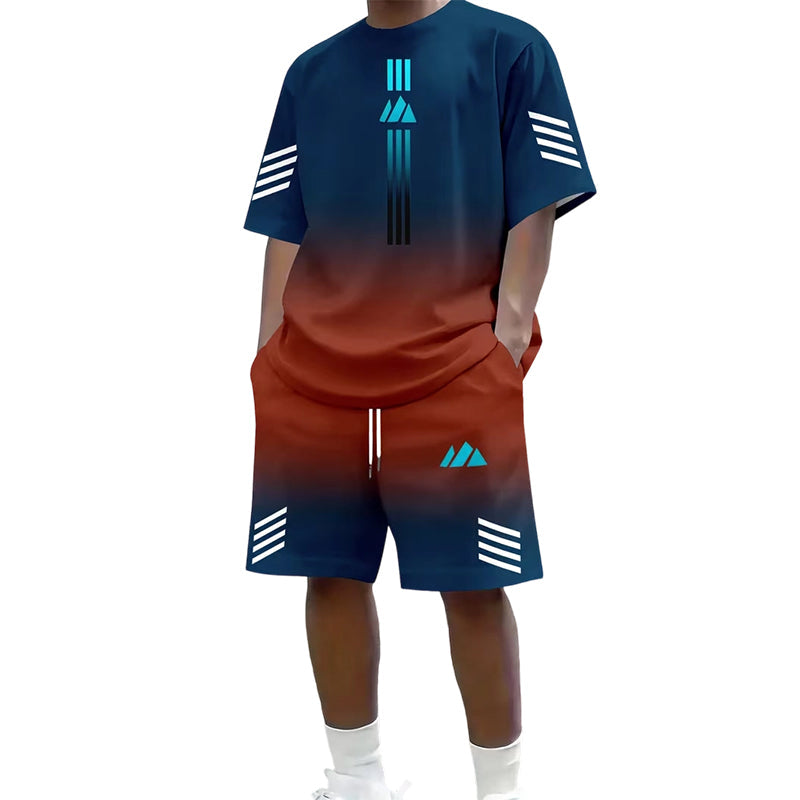 Tvådelat set med sommar-T-shirt och shorts för män