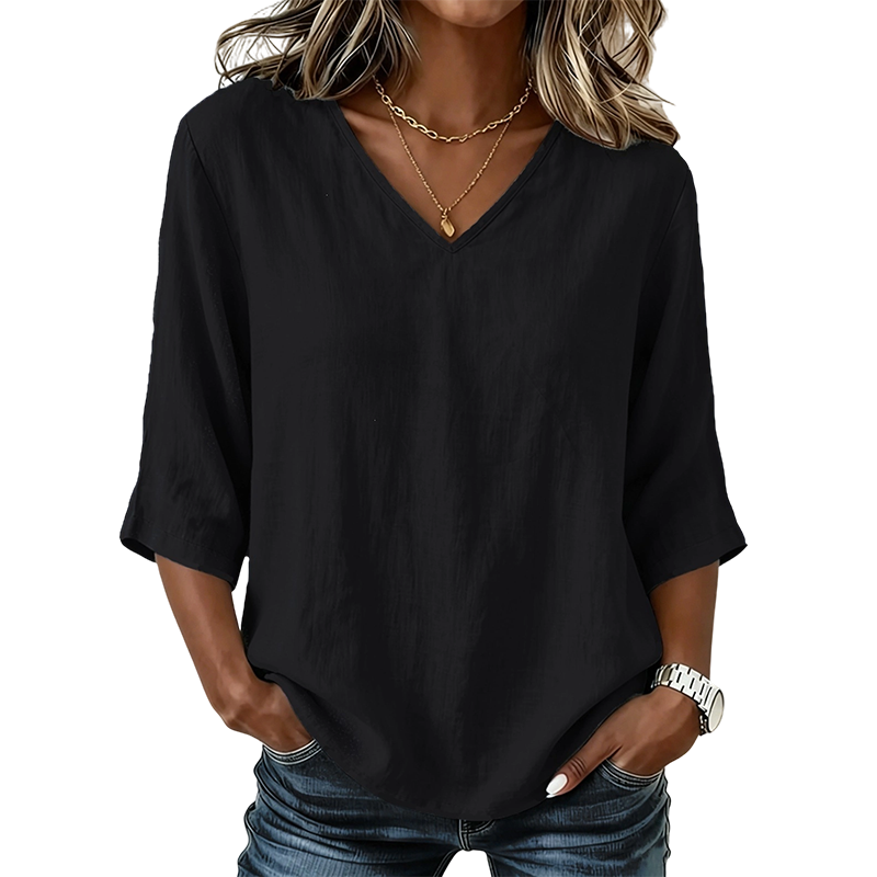 👚 50% RABATT NU! ✨ V-ringad Damblus – Bekväm Vardagsstil med Elegant Passform – Perfekt för Kontor & Fritid – Andningsbar & Lätt 🌸