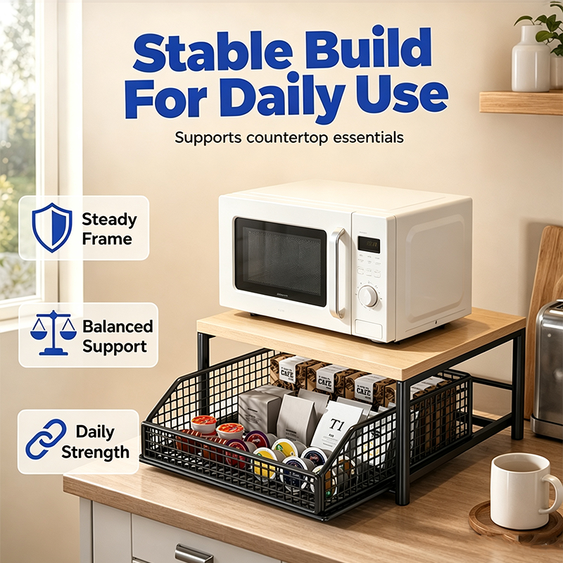 🏠 50% RABATT NU! ☕ 2-plans Mikrovågsugnsställ – Frigör Köksyta med Smart Förvaring – Perfekt för Kaffehörn, Småköp & Studentkök 🧺