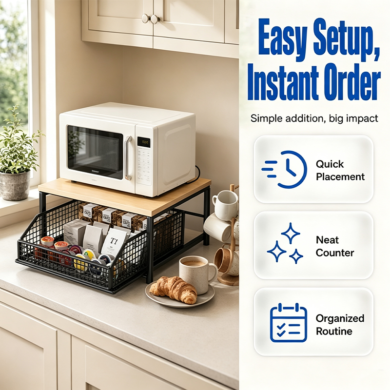 🏠 50% RABATT NU! ☕ 2-plans Mikrovågsugnsställ – Frigör Köksyta med Smart Förvaring – Perfekt för Kaffehörn, Småköp & Studentkök 🧺