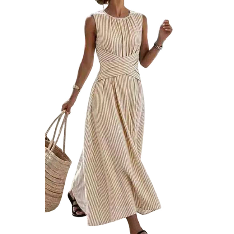 ⏳50 % rabatt under en begränsad tid⏰Randig, ärmlös maxiklänning för kvinnor i casualstil🎀👗