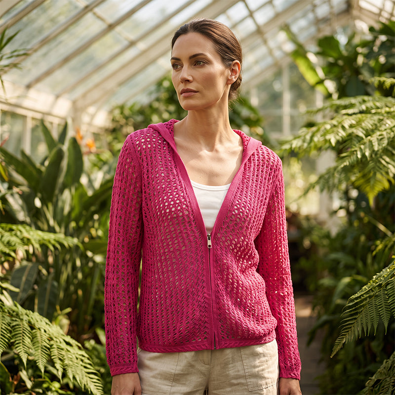 🧥 50% RABATT NU! 🌸 Lättviktig Hålmönstrad Långärmad Tröja – Andningsbar & Stilren – Perfekt för Vår & Sommar – Dragkedja & Lös Passform ☀️