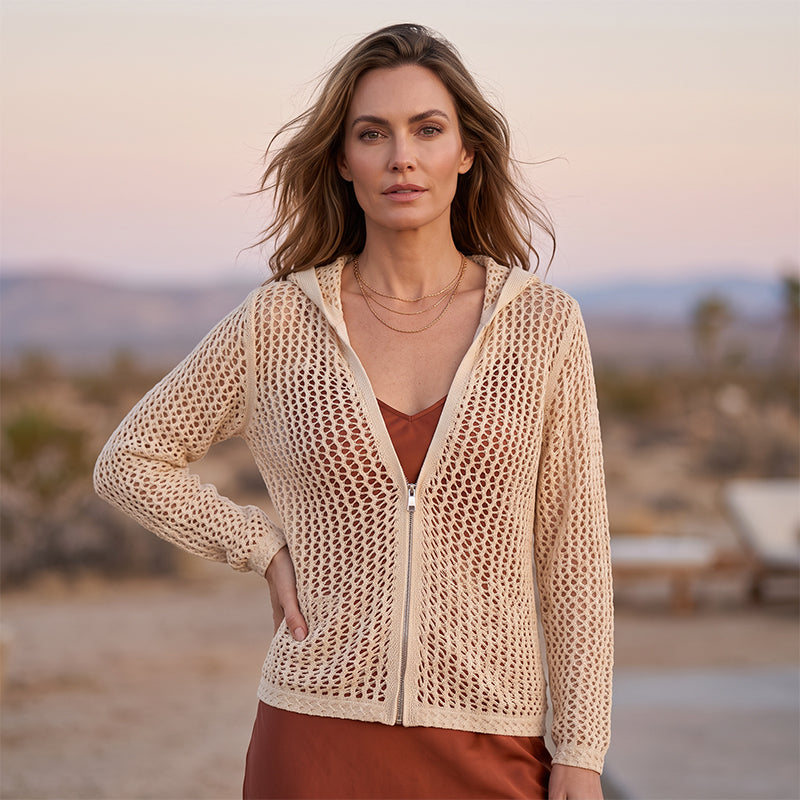 🧥 50% RABATT NU! 🌸 Lättviktig Hålmönstrad Långärmad Tröja – Andningsbar & Stilren – Perfekt för Vår & Sommar – Dragkedja & Lös Passform ☀️