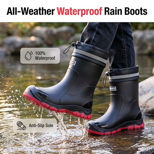 🌧️ 50% RABATT NU! 👢 Unisex Mid-Calf Waterproof Rain Boots – Hållbara & Halksäkra – Perfekt för Regniga Dagar & Utomhusäventyr – Lätta att Rengöra 💧