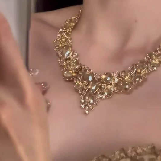 🌸 50% RABATT NU! 🌸 Elegant Gul Gnistrande Strass-Smycken