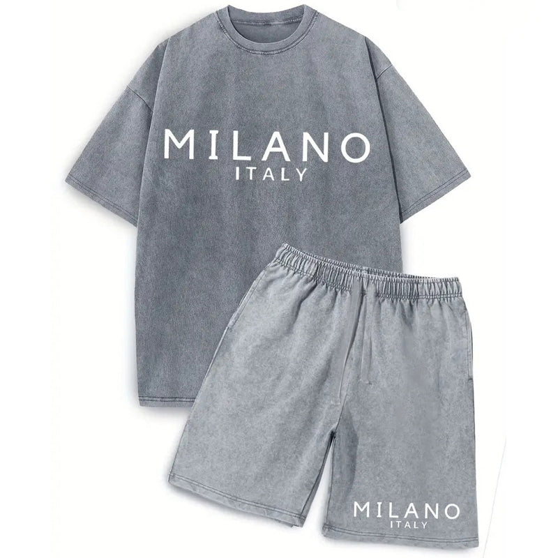 👕🩳 Set med T-shirt och shorts för män – 50 % rabatt! Avslappnad passform, andas bra, perfekt för sommardagar och avkoppling. 🔥☀️