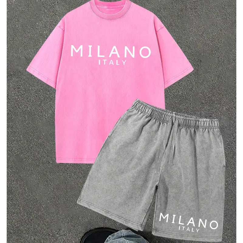 👕🩳 Set med T-shirt och shorts för män – 50 % rabatt! Avslappnad passform, andas bra, perfekt för sommardagar och avkoppling. 🔥☀️